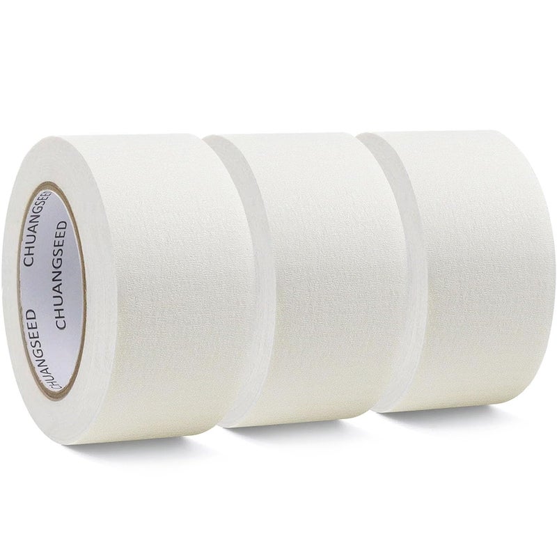 CHUANGSEED 3-Pack White Masking Tape General Purpose Beige Painters Tape 1.88 inch x 60 Yards for Basic Painting, Home, Office, School Stationery, Arts, Crafts and Decoration - Image 1